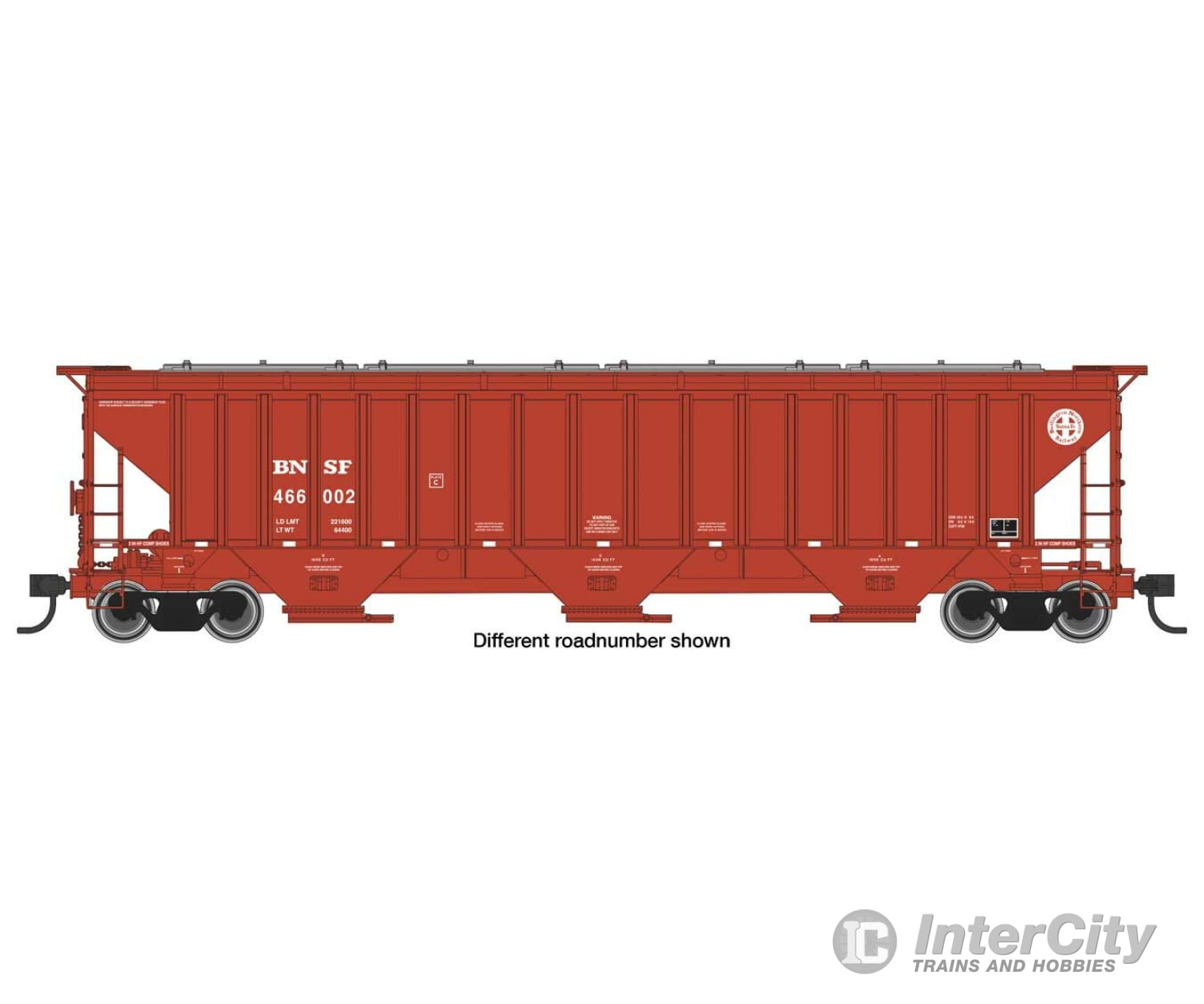 Walthers Mainline 49006 57 Trinity 4750 3-Bay Covered Hopper - Ready To Run -- Bnsf #466056 Freight