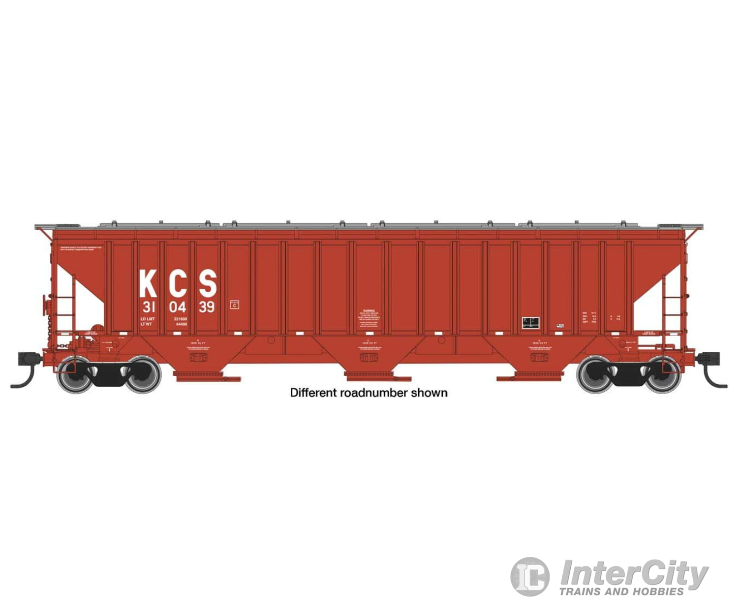 Walthers Mainline 49020 57 Trinity 4750 3-Bay Covered Hopper - Ready To Run -- Kansas City Southern