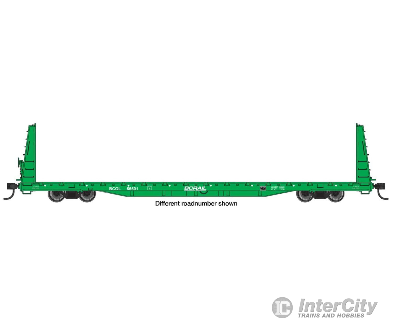 Walthers Mainline 50602 68 Bulkhead Flatcar - Ready To Run -- British Columbia #66528 Freight Cars