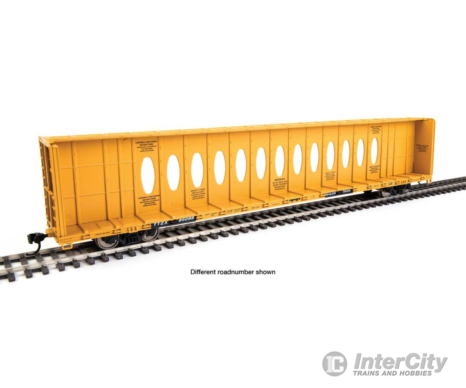 Walthers Mainline 50725 72 Centerbeam Flatcar W/Opera Windows - Ready To Run -- Trailer Train Ttzx