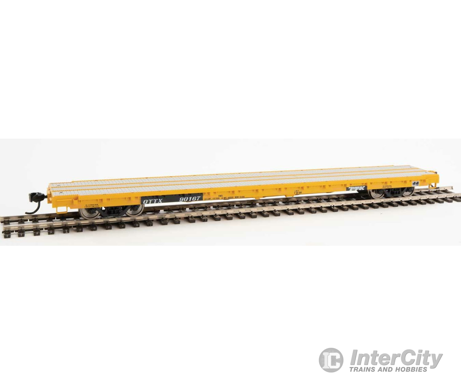 Walthers Mainline 5373 60 Pullman-Standard Flatcar - Ready To Run -- Ttx Ottx #90167 (Farm Machinery