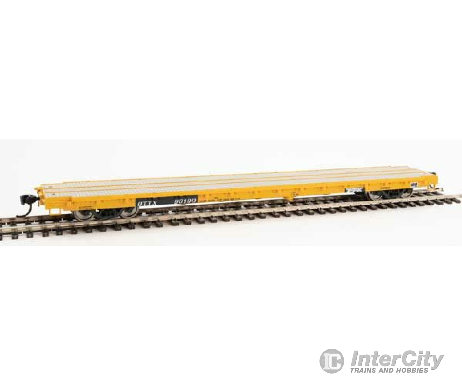 Walthers Mainline 5374 60 Pullman-Standard Flatcar - Ready To Run -- Ttx Ottx #90190 (Farm Machinery