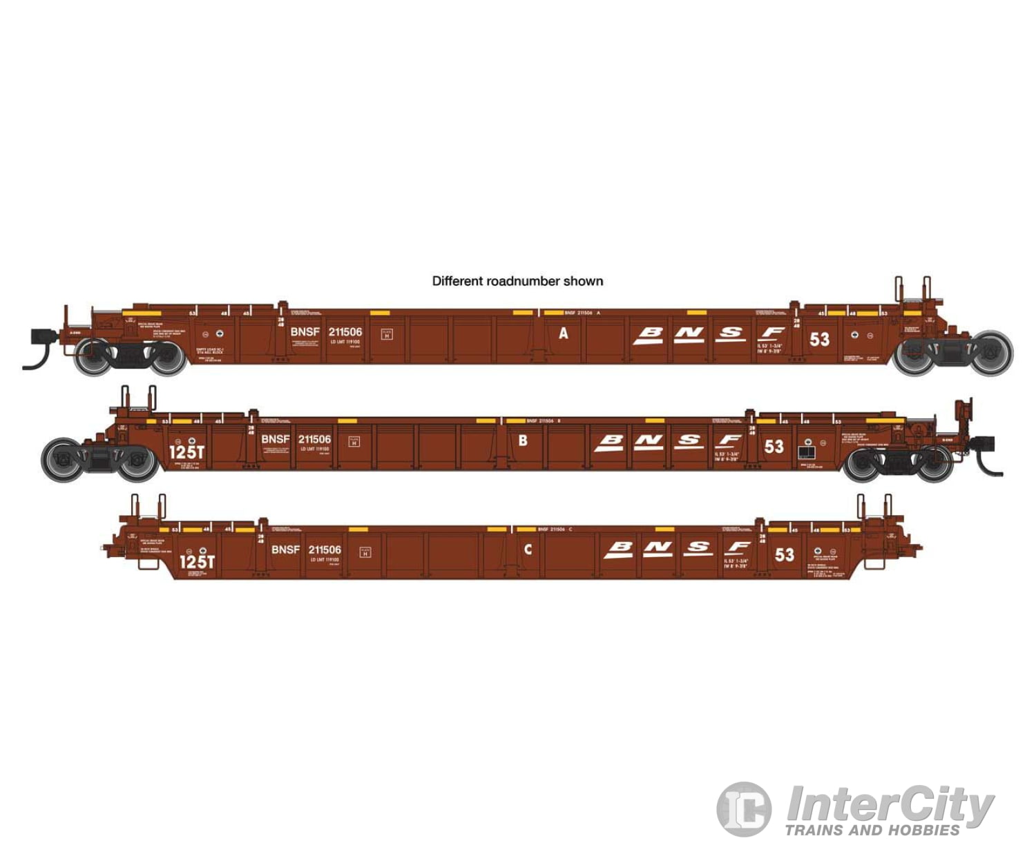 Walthers Mainline 55802 Nsc Articulated 3-Unit 53 Well Car - Ready To Run -- Bnsf Railway #211529