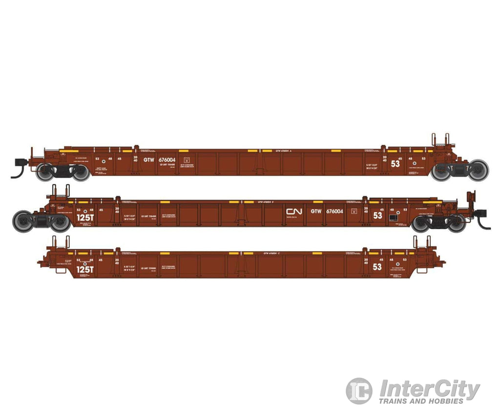 Walthers Mainline 55805 Nsc Articulated 3-Unit 53 Well Car - Ready To Run -- Canadian National Gtw