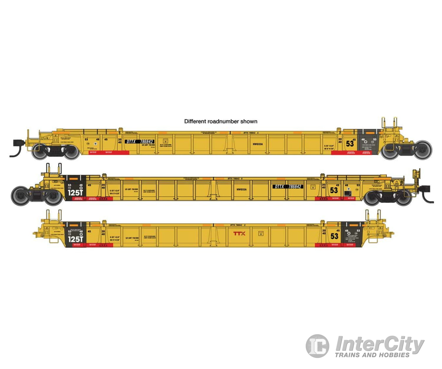 Walthers Mainline 55814 Nsc Articulated 3-Unit 53 Well Car - Ready To Run -- Ttx Dttx #786923