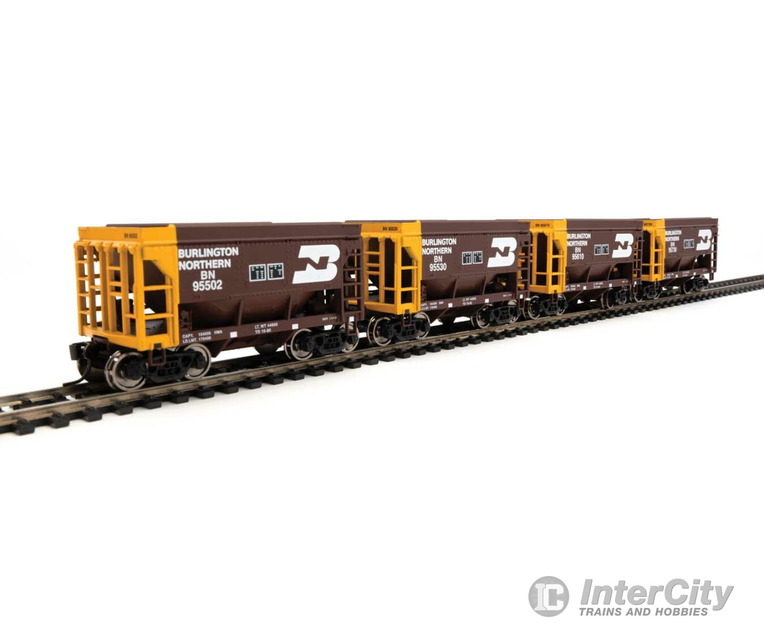 Walthers Mainline 58075 24 Minnesota Taconite Ore Car 4-Pack - Ready To Run -- Burlington Northern