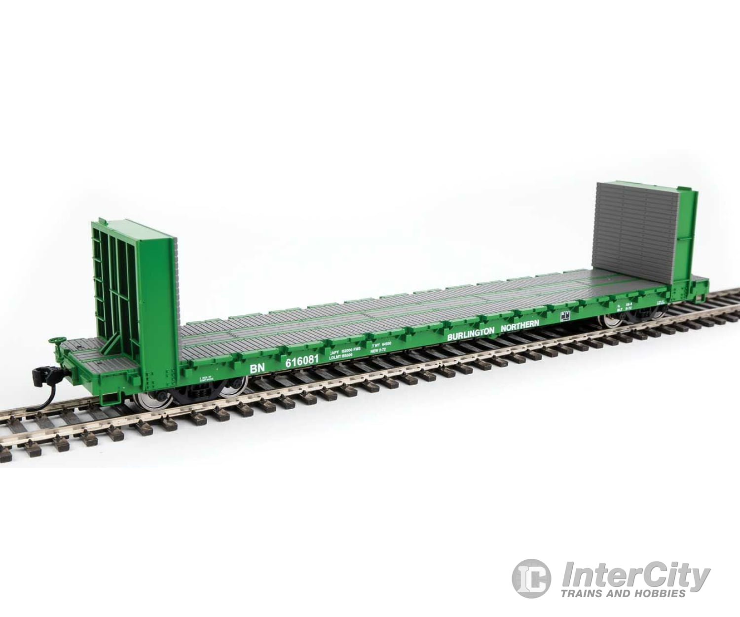 Walthers Mainline 5864 60 Pullman-Standard Bulkhead Flatcar (48 Il) - Ready To Run -- Burlington