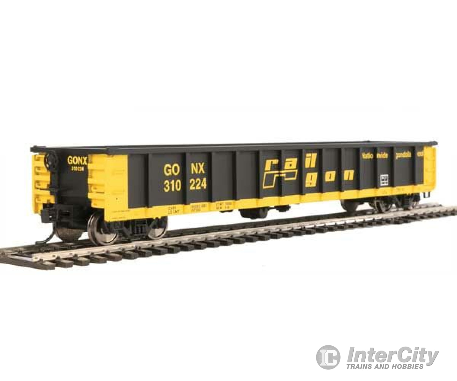 Walthers Mainline 6278 53 Railgon Gondola - Ready To Run -- Gonx #310224 (As-Built; Black Yellow)