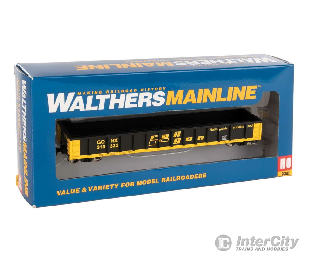 Walthers Mainline 6279 53 Railgon Gondola - Ready To Run -- Gonx #310333 (As-Built; Black Yellow)