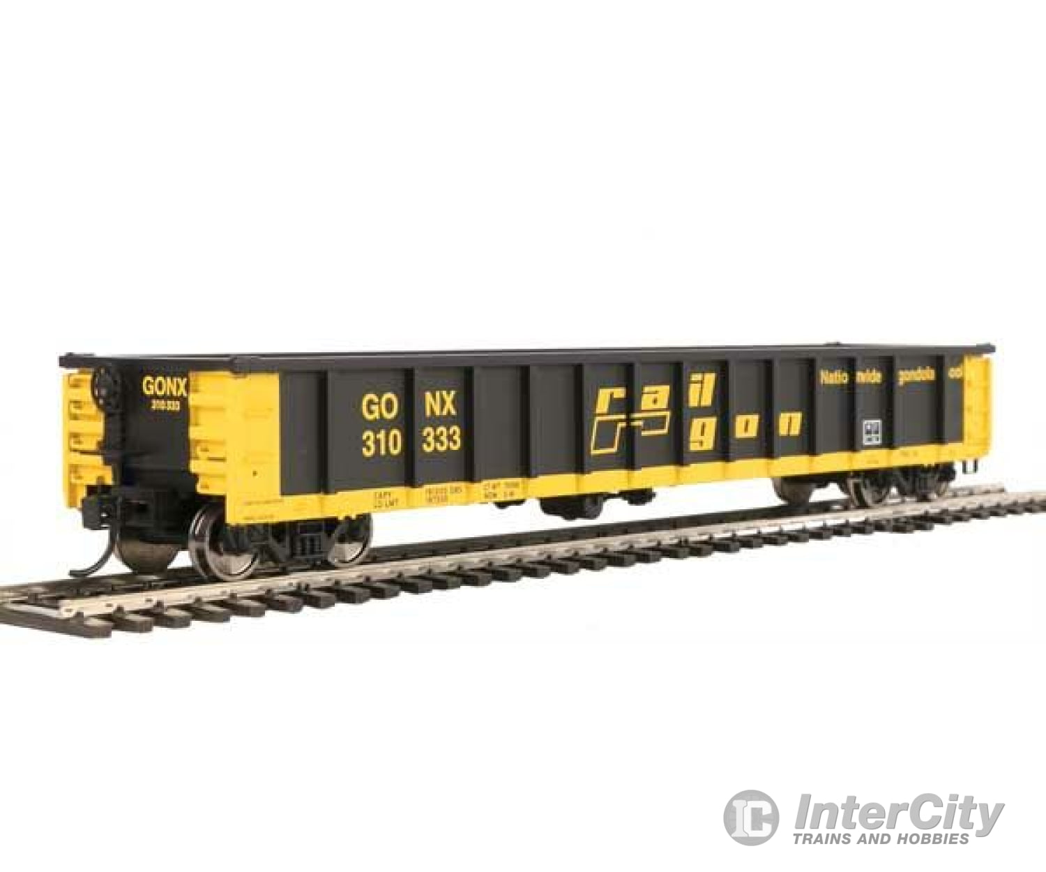 Walthers Mainline 6279 53 Railgon Gondola - Ready To Run -- Gonx #310333 (As-Built; Black Yellow)