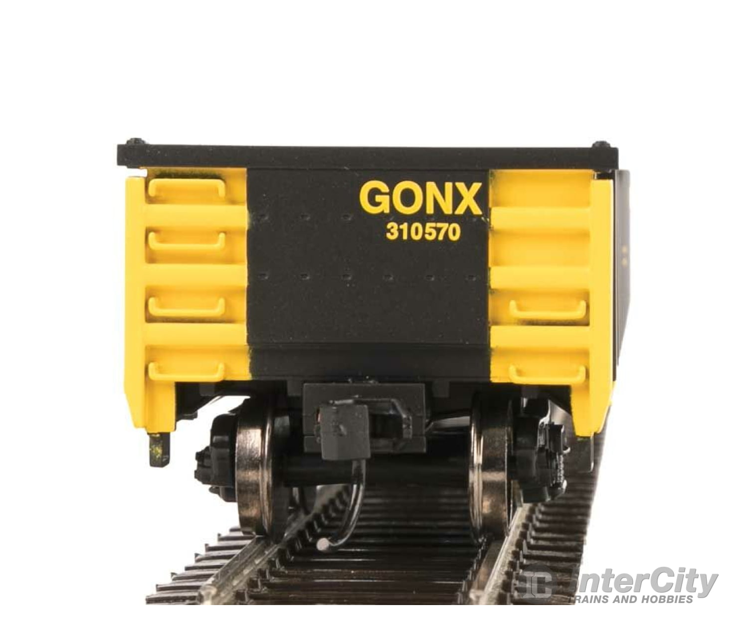 Walthers Mainline 6282 53 Railgon Gondola - Ready To Run -- Gonx #310570 (As-Built; Black Yellow)