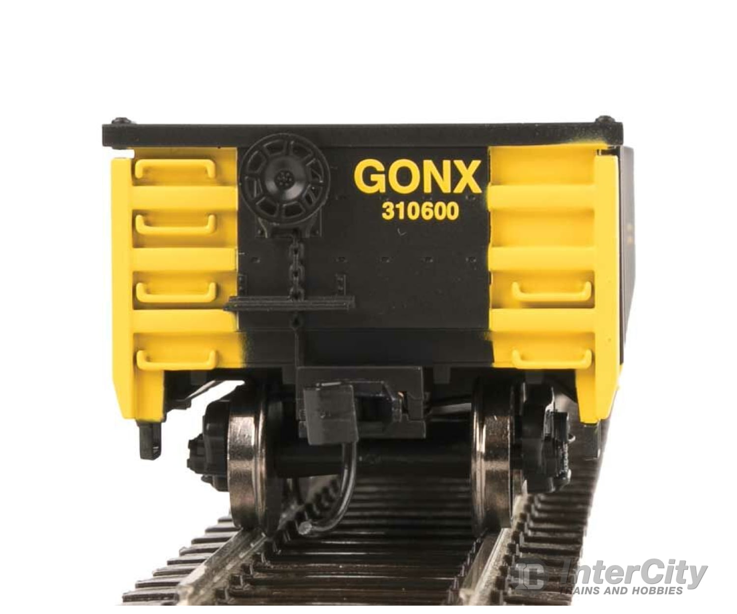 Walthers Mainline 6283 53 Railgon Gondola - Ready To Run -- Gonx #310600 (As-Built; Black Yellow)