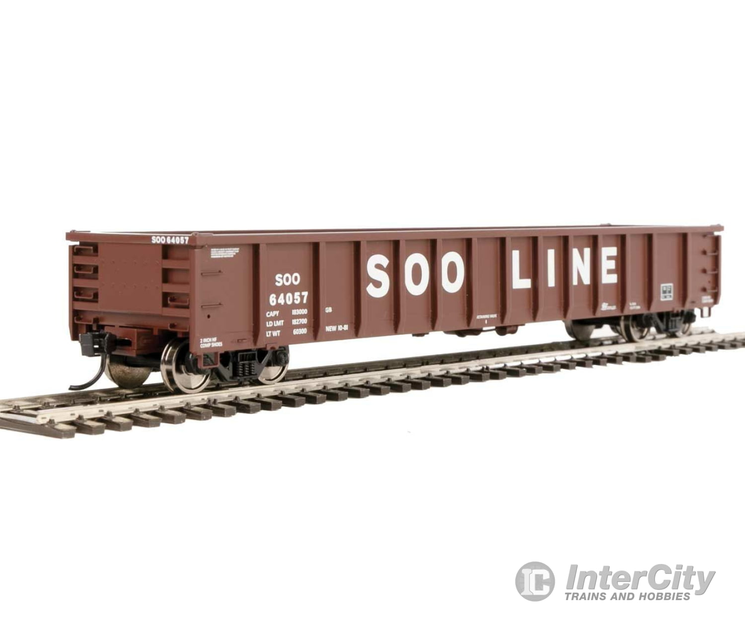 Walthers Mainline 6285 53 Railgon Gondola - Ready To Run -- Soo Line #64057 (Oxide White Large Name)