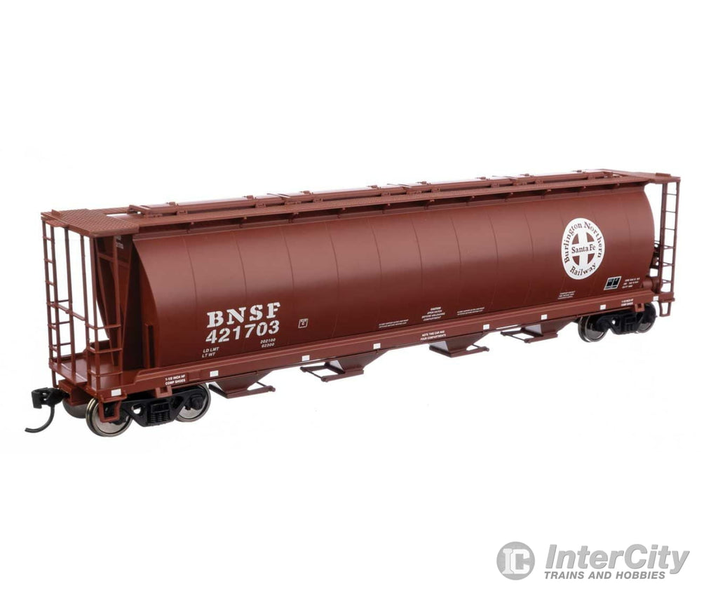 Walthers Mainline 7872 59 Cylindrical Hopper - Ready To Run -- Bnsf #421703 (Red-Brown White; Circle