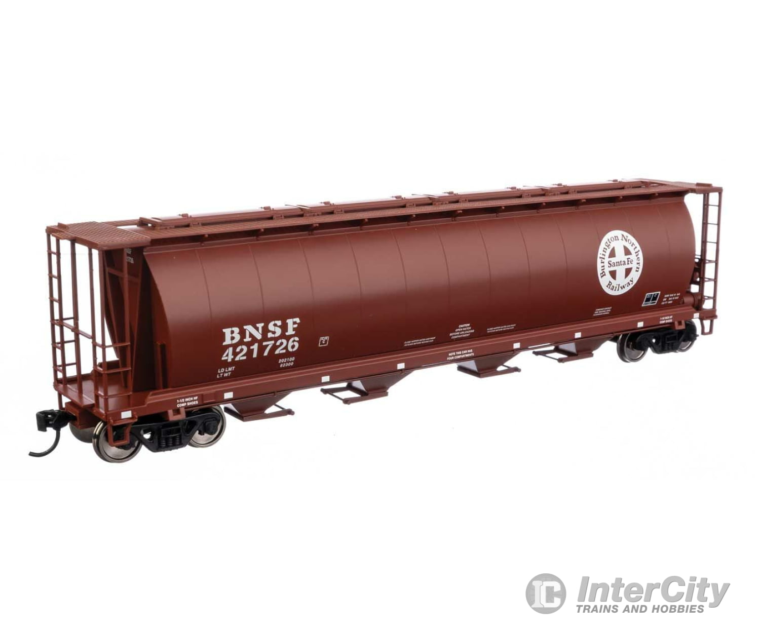 Walthers Mainline 7875 59 Cylindrical Hopper - Ready To Run -- Bnsf #421726 (Red-Brown White; Circle