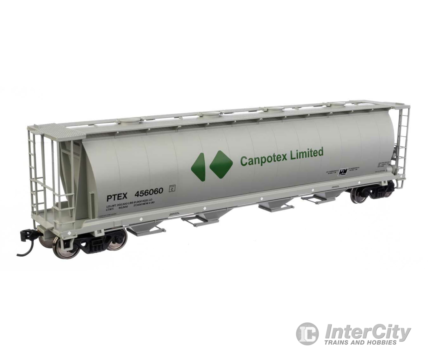 Walthers Mainline 7885 59 Cylindrical Hopper - Ready To Run -- Canpotex Ltd Ptex #456060 (White