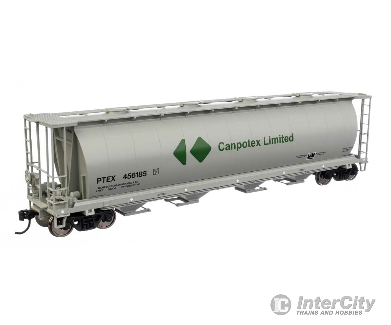 Walthers Mainline 7886 59 Cylindrical Hopper - Ready To Run -- Canpotex Ltd Ptex #456185 (White