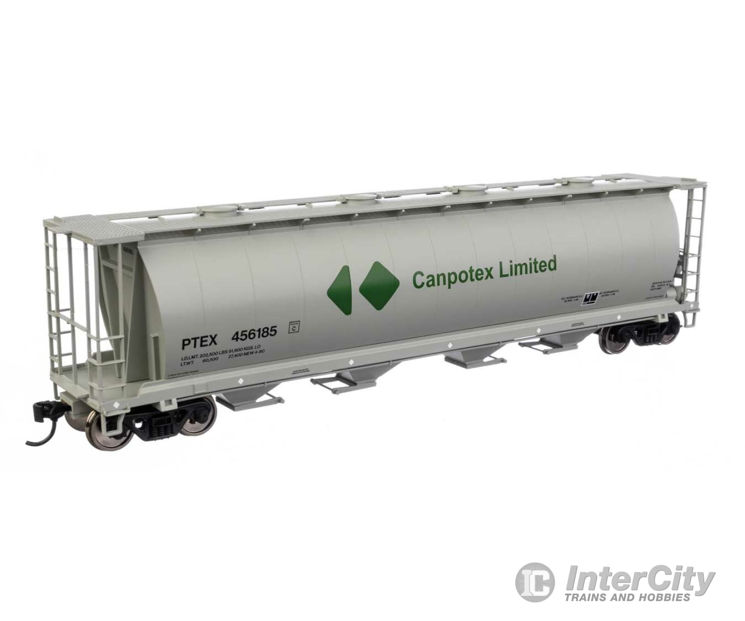 Walthers Mainline 7886 59 Cylindrical Hopper - Ready To Run -- Canpotex Ltd Ptex #456185 (White