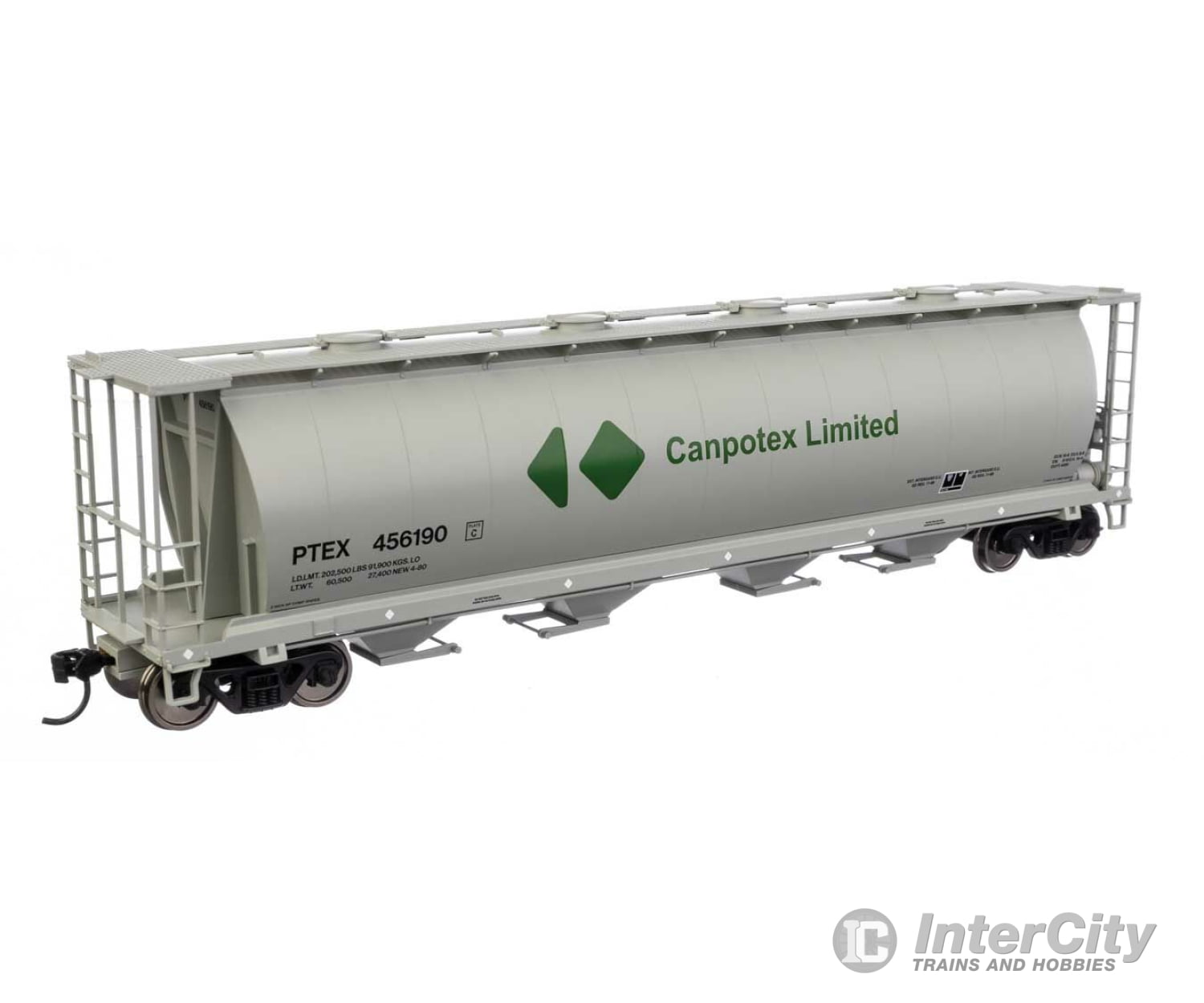 Walthers Mainline 7887 59 Cylindrical Hopper - Ready To Run -- Canpotex Ltd Ptex #456190 (White