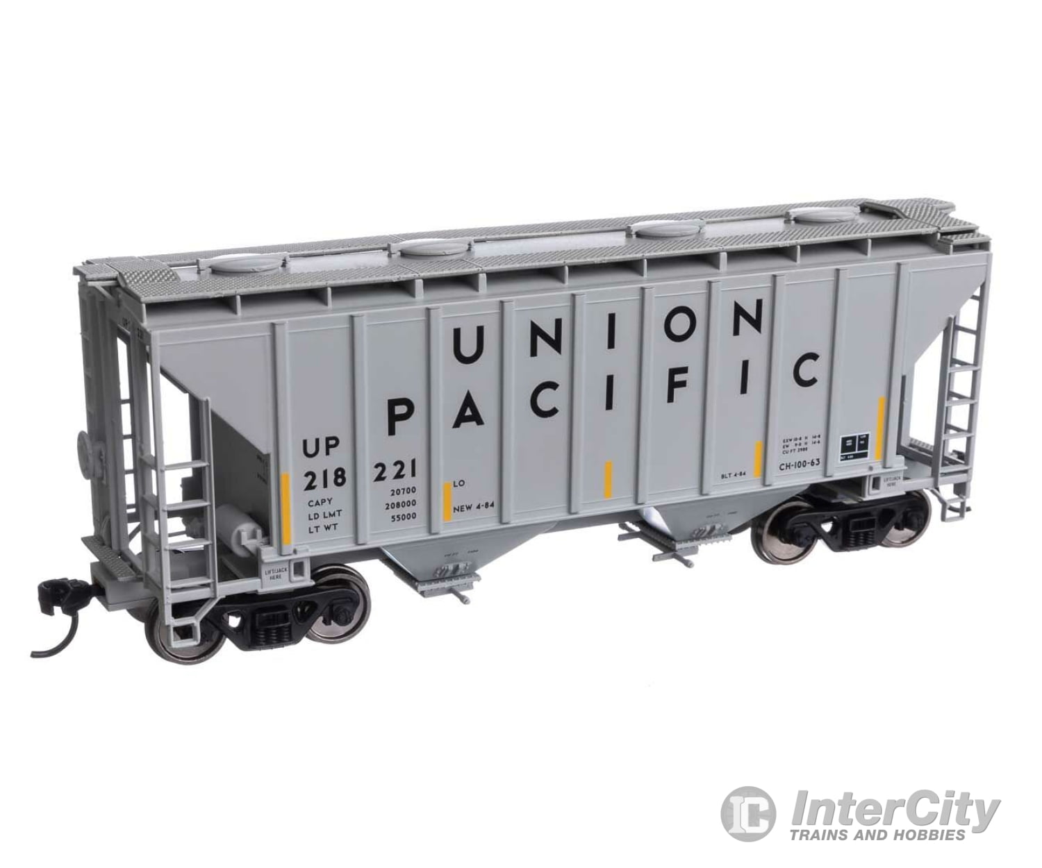 Walthers Mainline 7995 37 2980 Cubic-Foot 2-Bay Covered Hopper - Ready To Run -- Union Pacific(R)