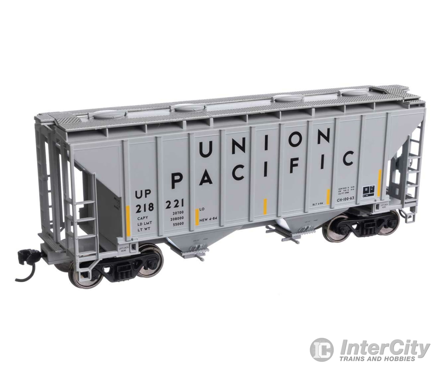 Walthers Mainline 7995 37 2980 Cubic-Foot 2-Bay Covered Hopper - Ready To Run -- Union Pacific(R)