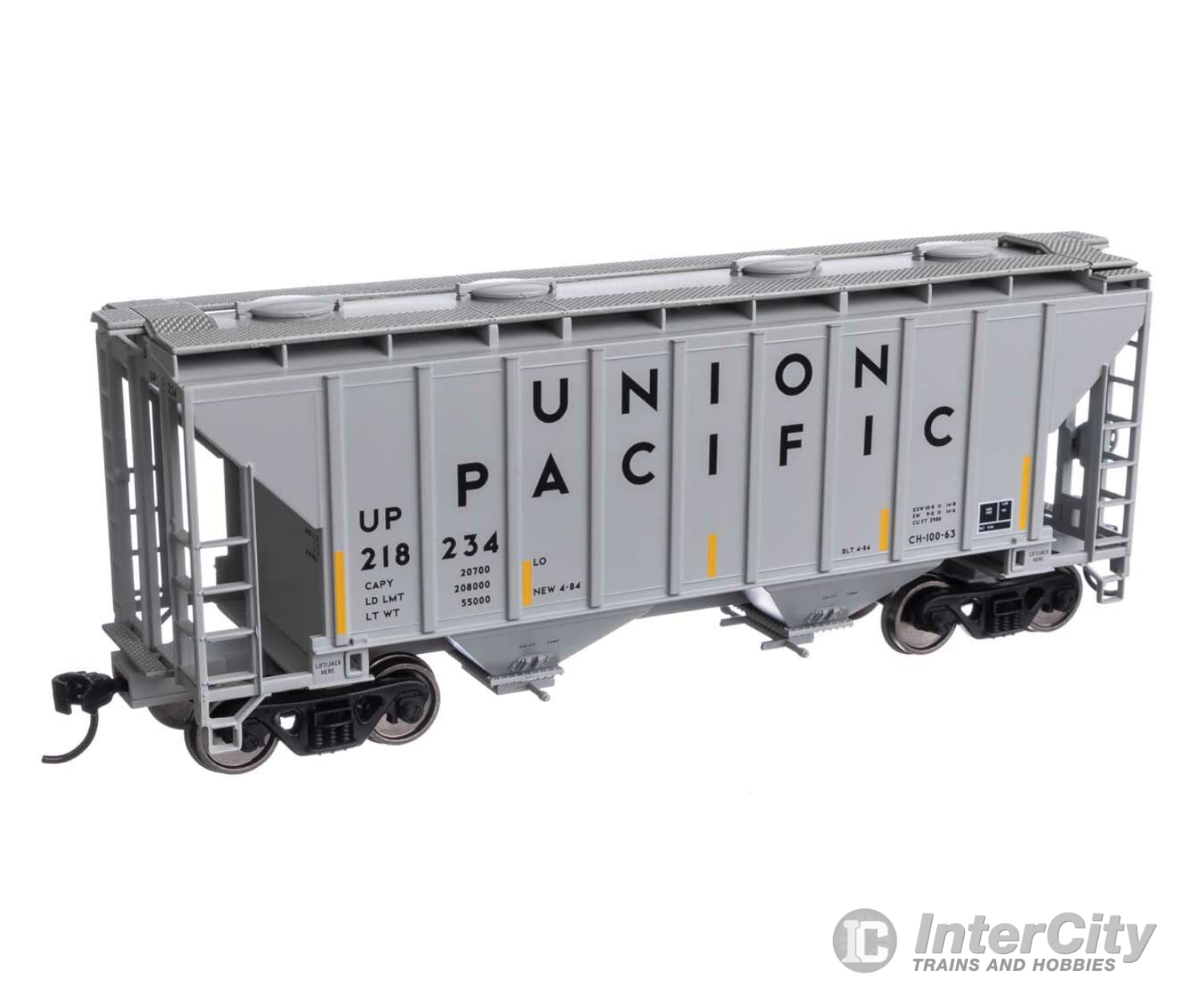 Walthers Mainline 7996 37 2980 Cubic-Foot 2-Bay Covered Hopper - Ready To Run -- Union Pacific(R)