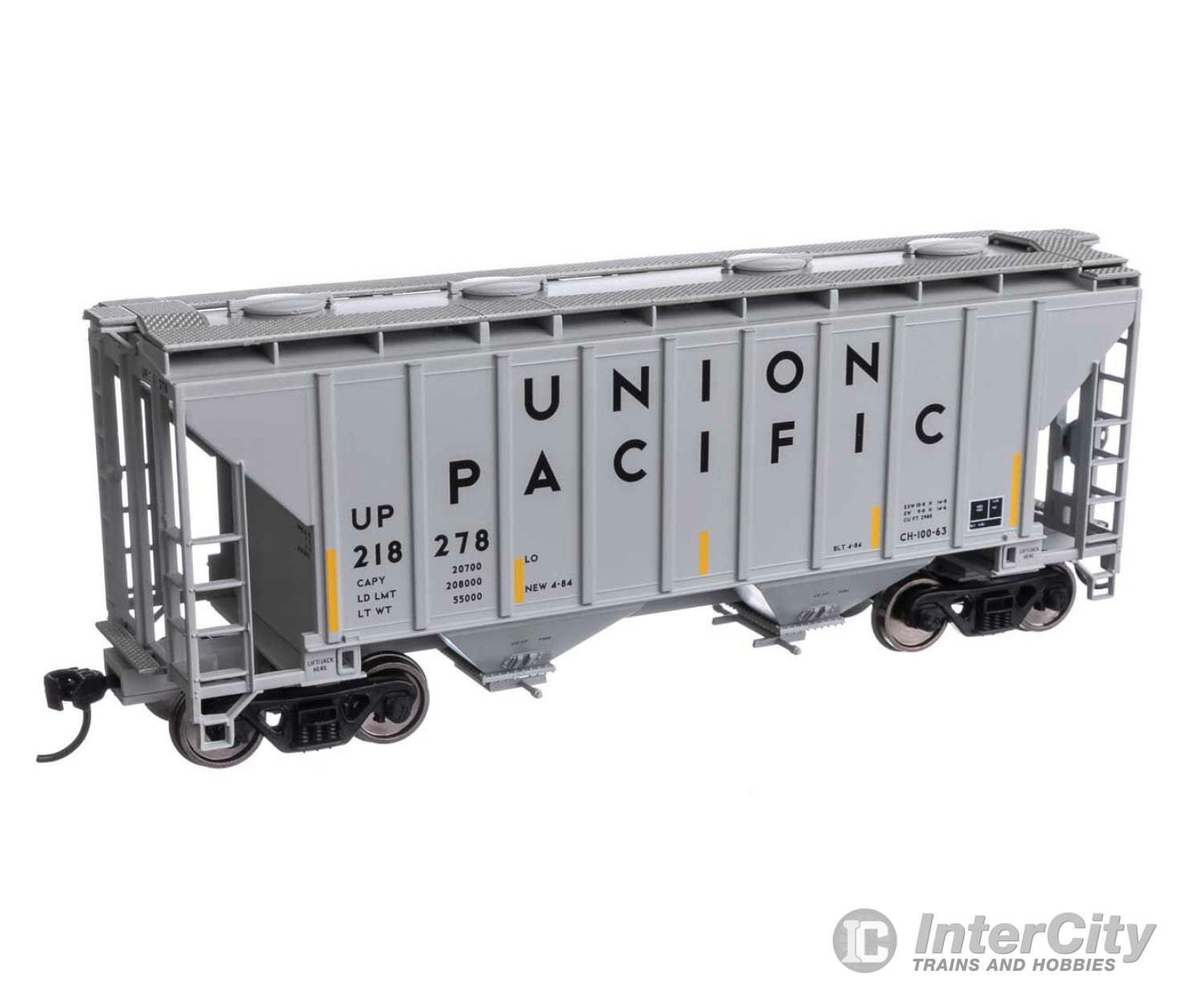 Walthers Mainline 7997 37 2980 Cubic-Foot 2-Bay Covered Hopper - Ready To Run -- Union Pacific(R)