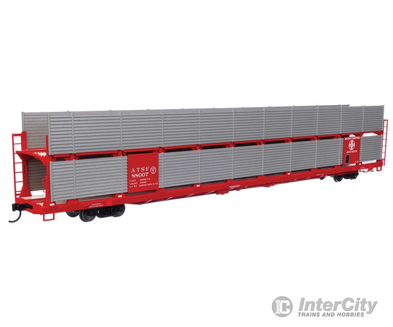 Walthers Mainline 8101 89 Flatcar W/Bi-Level Shielded Auto Rack - Ready To Run -- Santa Fe & #88007