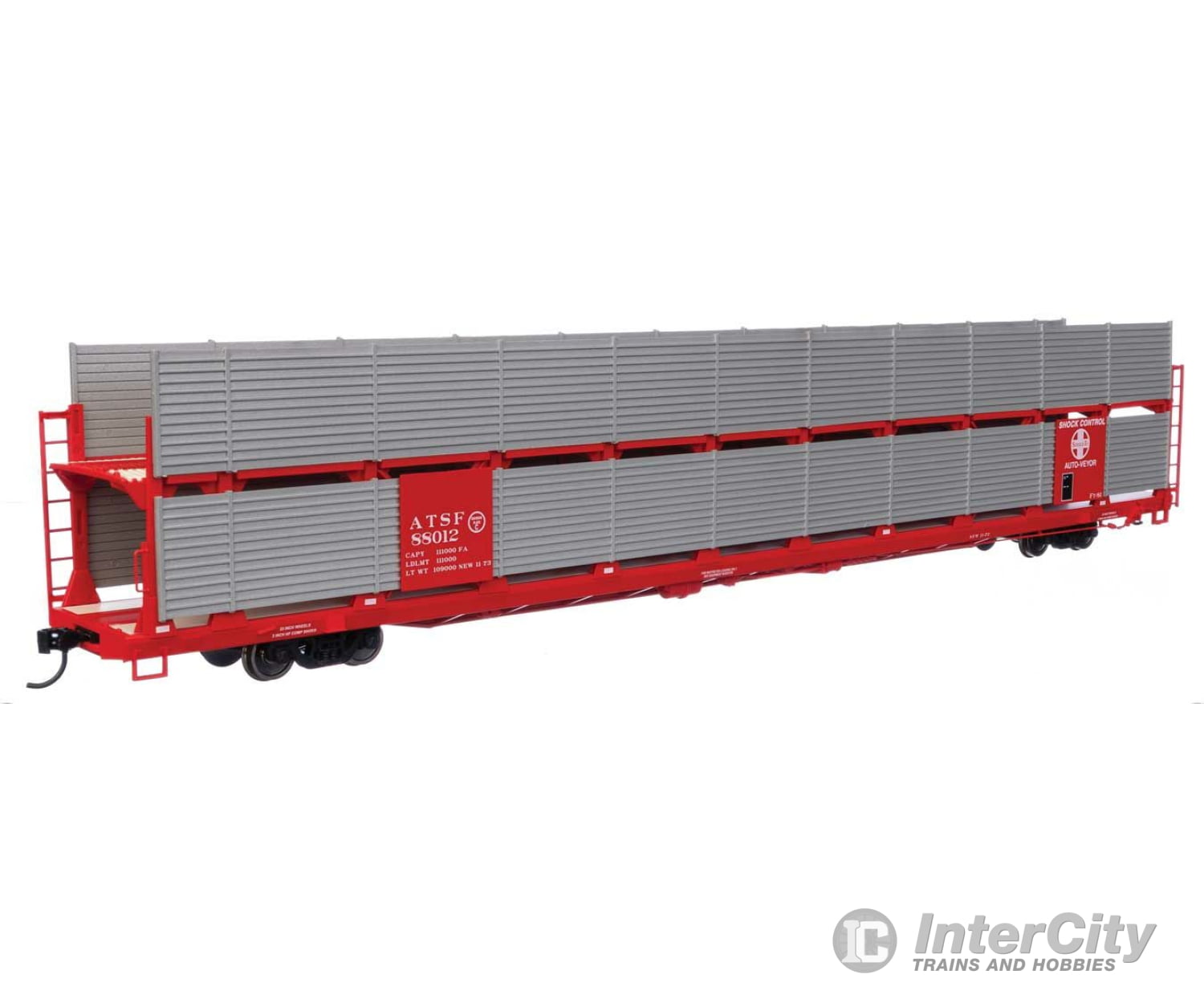 Walthers Mainline 8102 89 Flatcar W/Bi-Level Shielded Auto Rack - Ready To Run -- Santa Fe & #88012