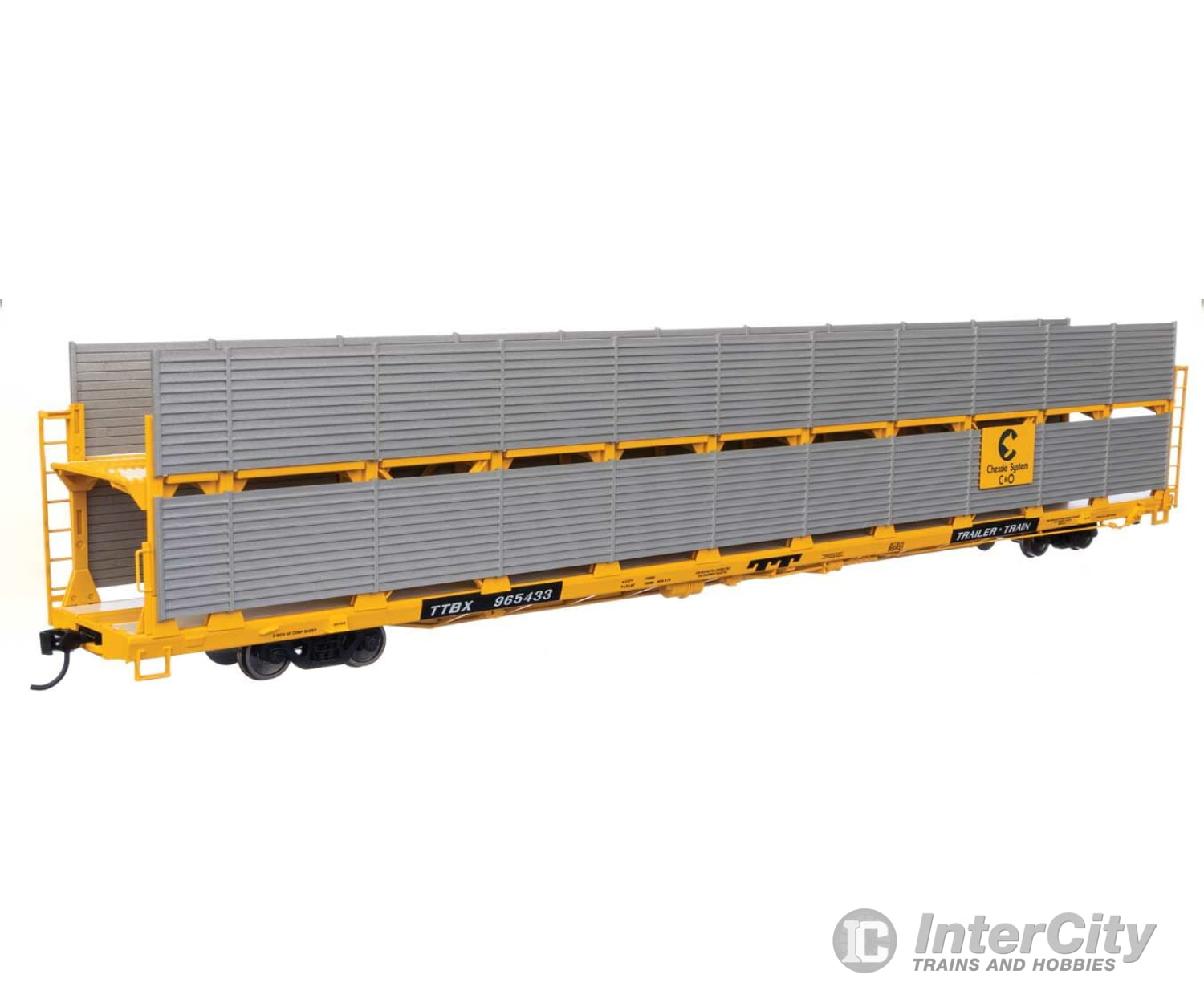 Walthers Mainline 8106 89 Flatcar W/Bi-Level Shielded Auto Rack - Ready To Run -- Chesapeake & Ohio