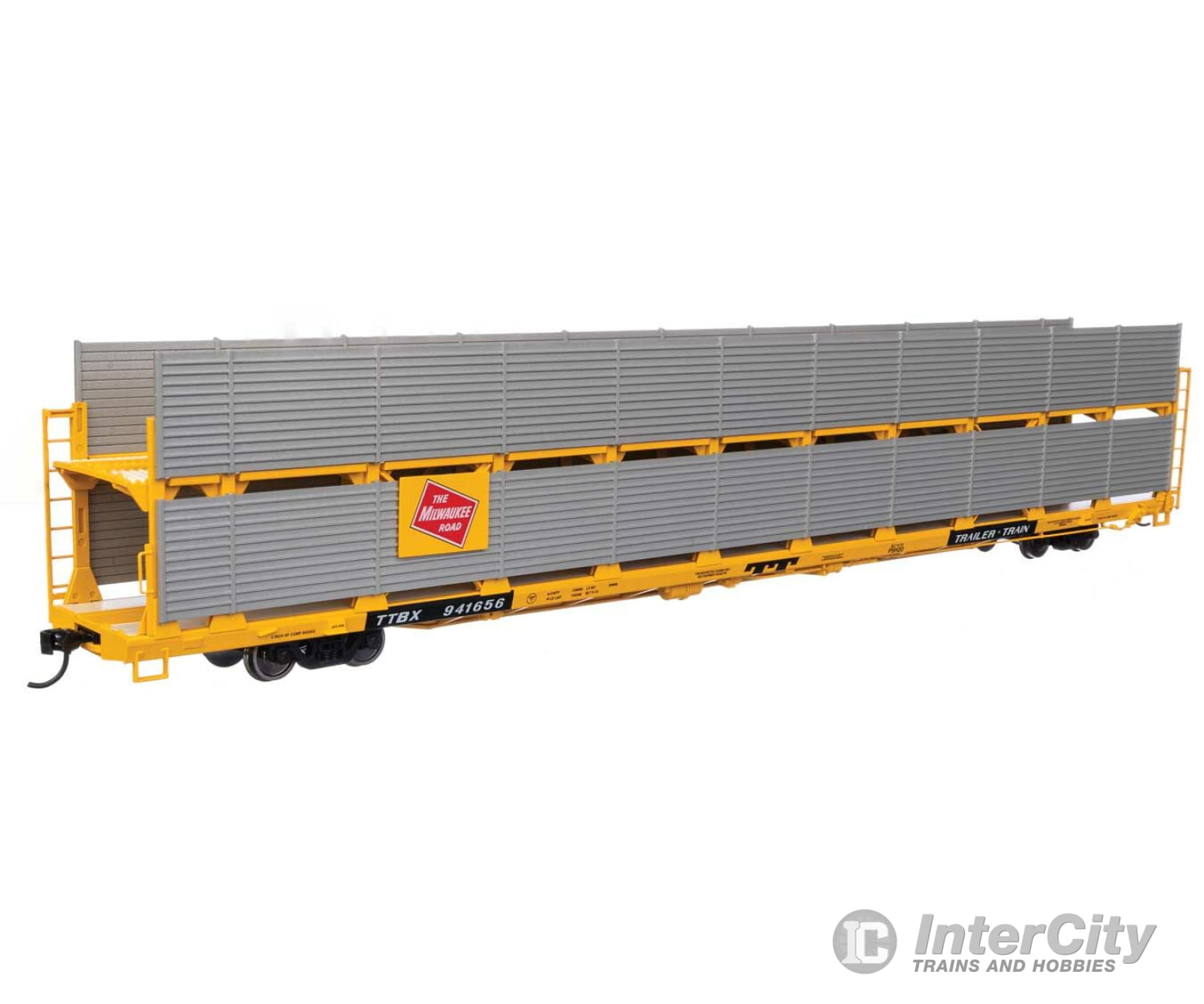 Walthers Mainline 8118 89 Flatcar W/Bi-Level Shielded Auto Rack - Ready To Run -- Milwaukee Road /