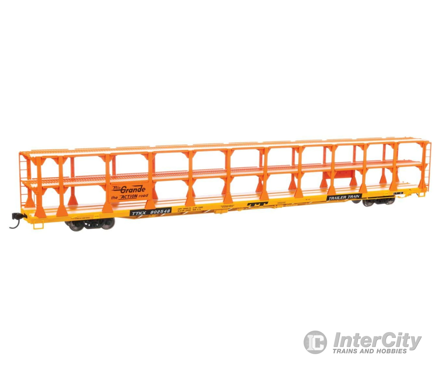 Walthers Mainline 8205 89 Flatcar W/Tri-Level Open Auto Rack - Ready To Run -- Denver & Rio Grande