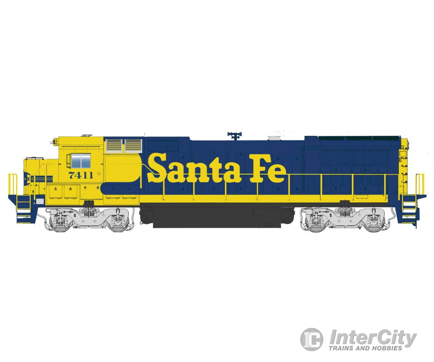 Walthers Mainline 9567 Ge Dash 8-40B - Standard Dc -- Santa Fe #7411 (Blue Yellow) Locomotives