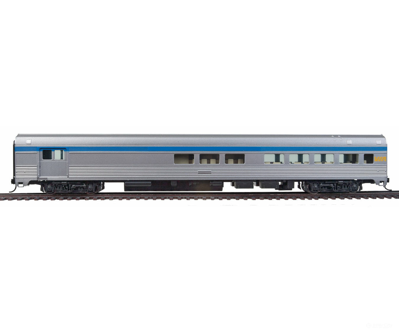 Walthers Mainline Ho 30059 85 Budd Baggage-Lounge - Ready To Run -- Via Rail Canada (Silver Blue
