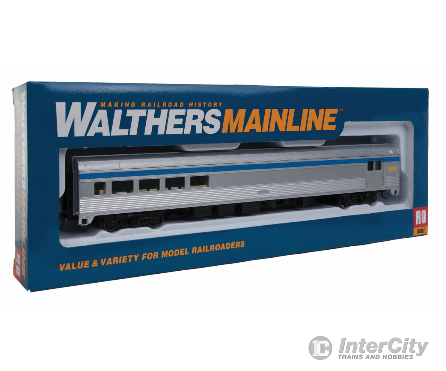 Walthers Mainline Ho 30059 85 Budd Baggage-Lounge - Ready To Run -- Via Rail Canada (Silver Blue