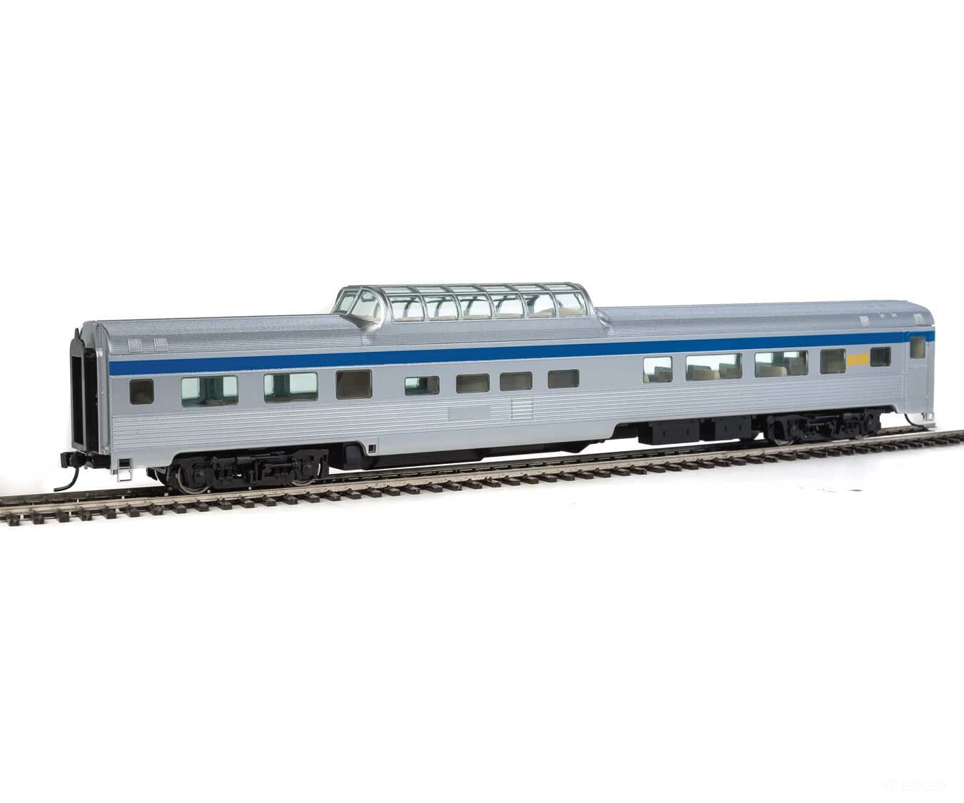 Walthers Mainline Ho 30405 85 Budd Dome Coach - Ready To Run -- Via Rail Canada (Silver Blue Yellow)