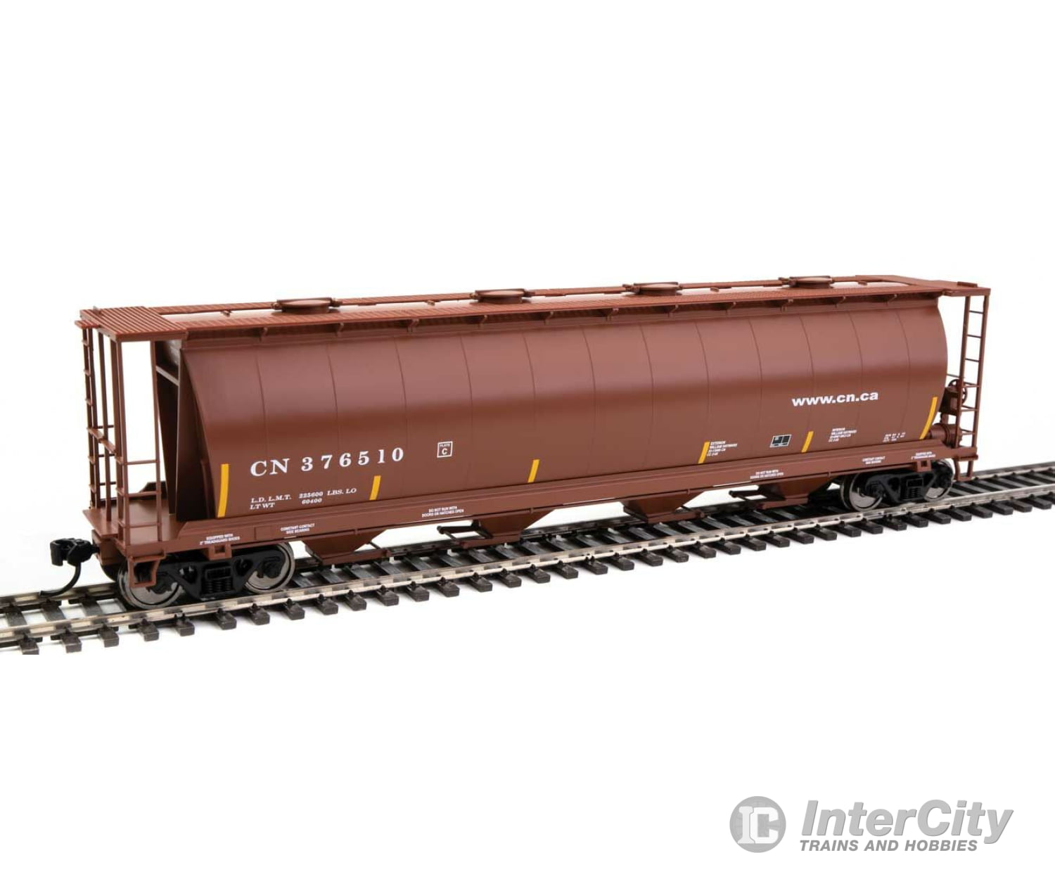 Walthers Mainline Ho 7836 59 Cylindrical Hopper - Ready To Run -- Canadian National #376510 Freight