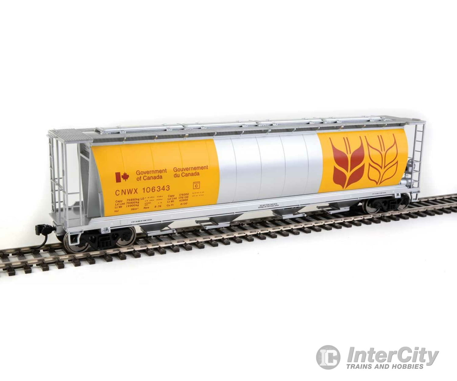 Walthers Mainline Ho 7844 59 Cylindrical Hopper - Ready To Run -- Canadian Wheat Board Cnwx #106343