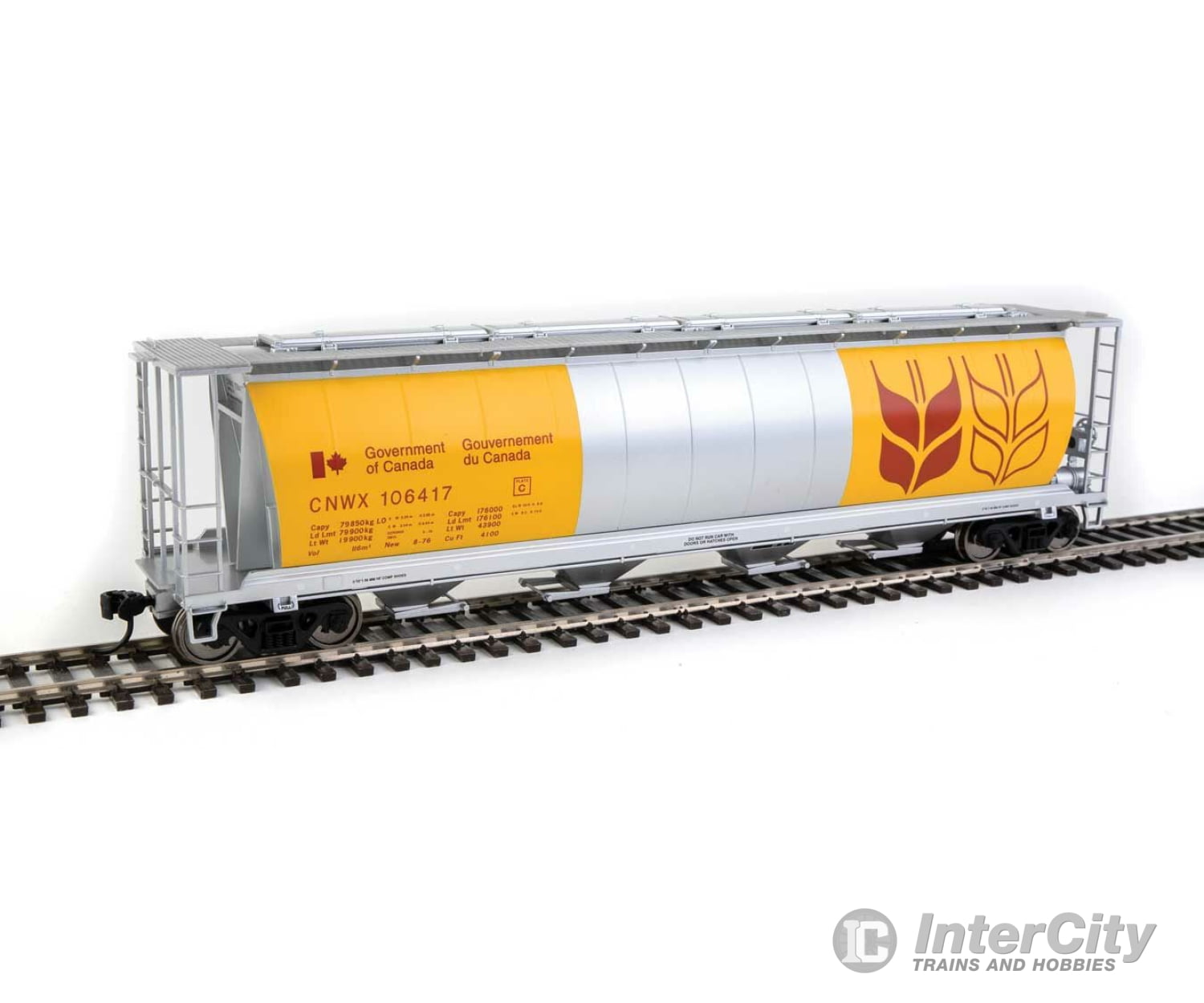 Walthers Mainline Ho 7845 59 Cylindrical Hopper - Ready To Run -- Canadian Wheat Board Cnwx #106417