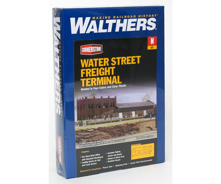 Walthers Cornerstone 3201 Water Street Freight Terminal -- Kit - 11 X 3-1/2’ 27.5 8.7Cm Structures