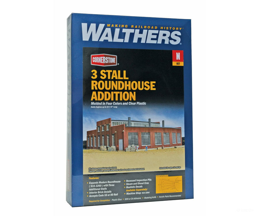 Walthers Cornerstone 3261 Modern Roundhouse 3 Add-On Stalls -- Kit - 10-13/16 X 3-15/16 27.4 10Cm;