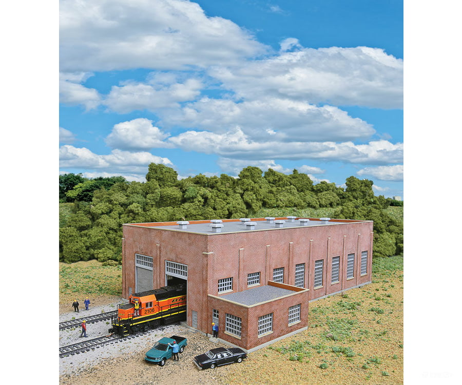 Walthers Cornerstone 3266 Two-Stall 130 Brick Diesel House -- Kit - 10-3/4 X 6-3/4 3-1/4 27.3 17.1