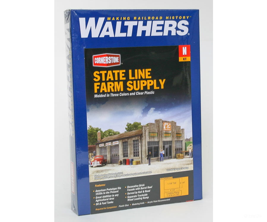 Walthers Cornerstone 3808 State Line Farm Supply -- Kit: 3-1/4 X 4-1/4 1-7/8’; Ramp: 1-3/16