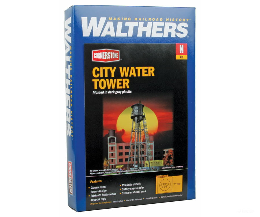 Walthers Cornerstone 3815 City Water Tower -- Kit - 2-3/8 X 7 6 17.7Cm Structures