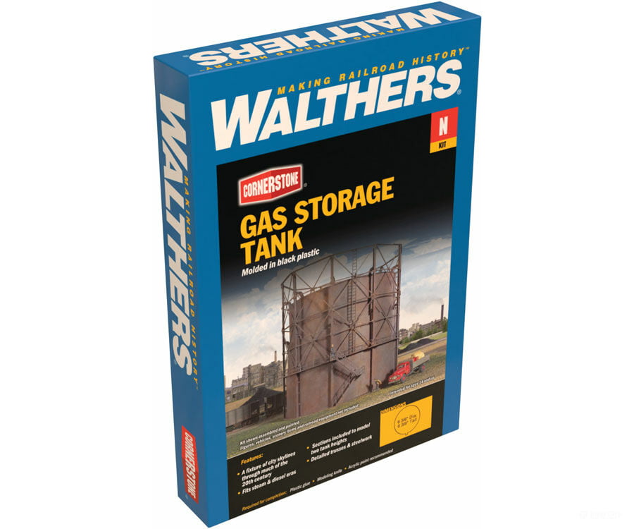 Walthers Cornerstone 3819 Gas Storage Tank -- Kit - 6-3/8’ 16.2Cm Diameter X Tall Structures