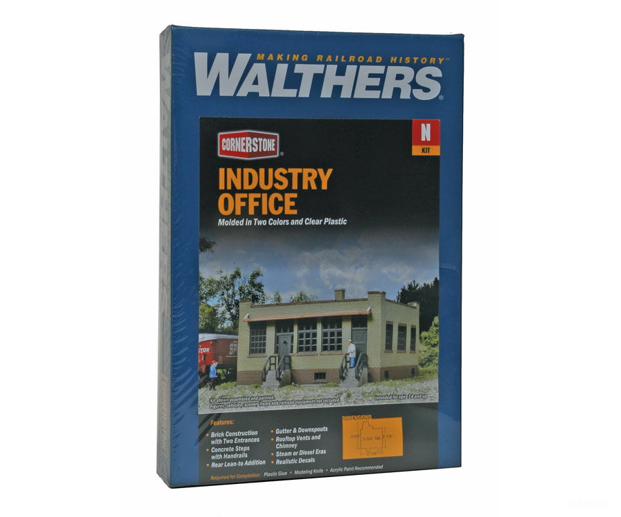 Walthers Cornerstone 3834 Industrial Office -- Kit - 3-5/8 X 2-1/4 1-3/4’ 9.2 5.7 4.4Cm Structures