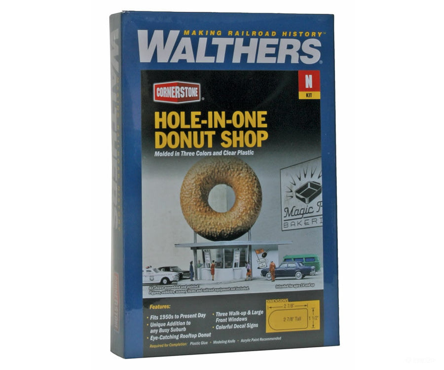 Walthers Cornerstone 3835 Hole-In-One Donut Shop -- Kit - 2-7/8 X 1-1/2 2-7/8’ 7.3 3.8 7.3Cm