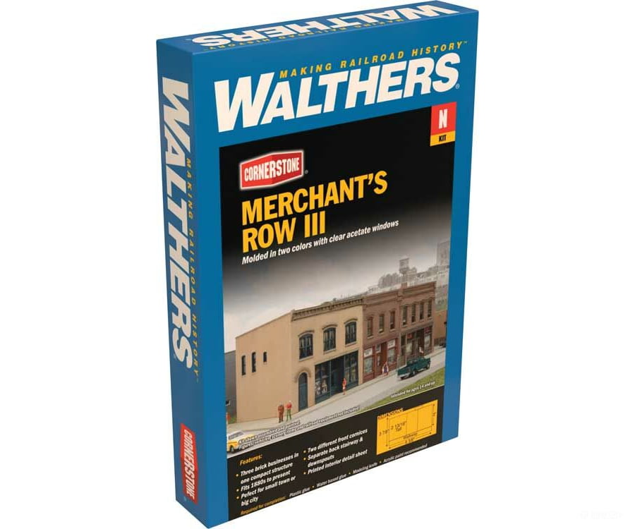 Walthers Cornerstone 3851 Merchant’s Row Iii -- Kit - 6-3/8 X 3-7/8 2-13/16’ 16.1 9.8 7.1Cm