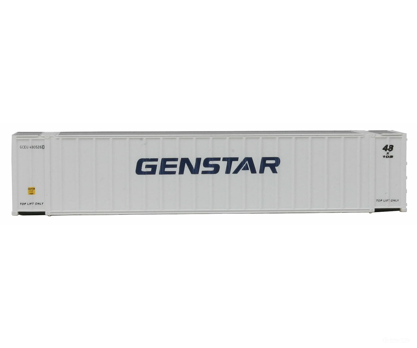 Walthers Scenemaster 8844 48’ Ribbed Side Container - Assembled -- Genstar (White Blue) Freight
