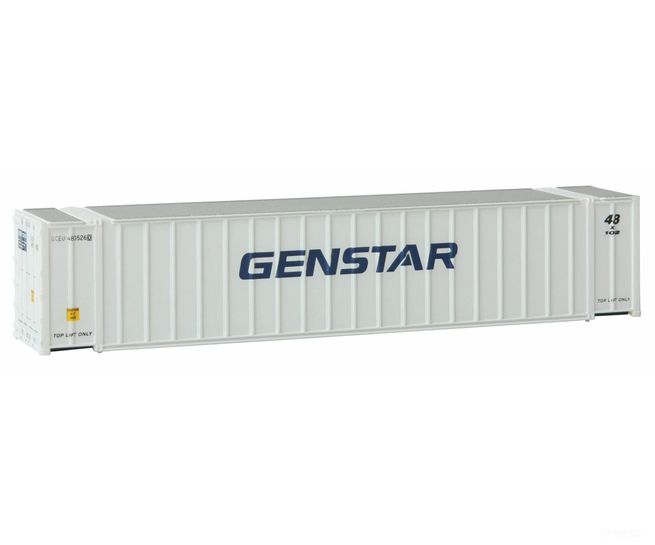 Walthers Scenemaster 8844 48’ Ribbed Side Container - Assembled -- Genstar (White Blue) Freight